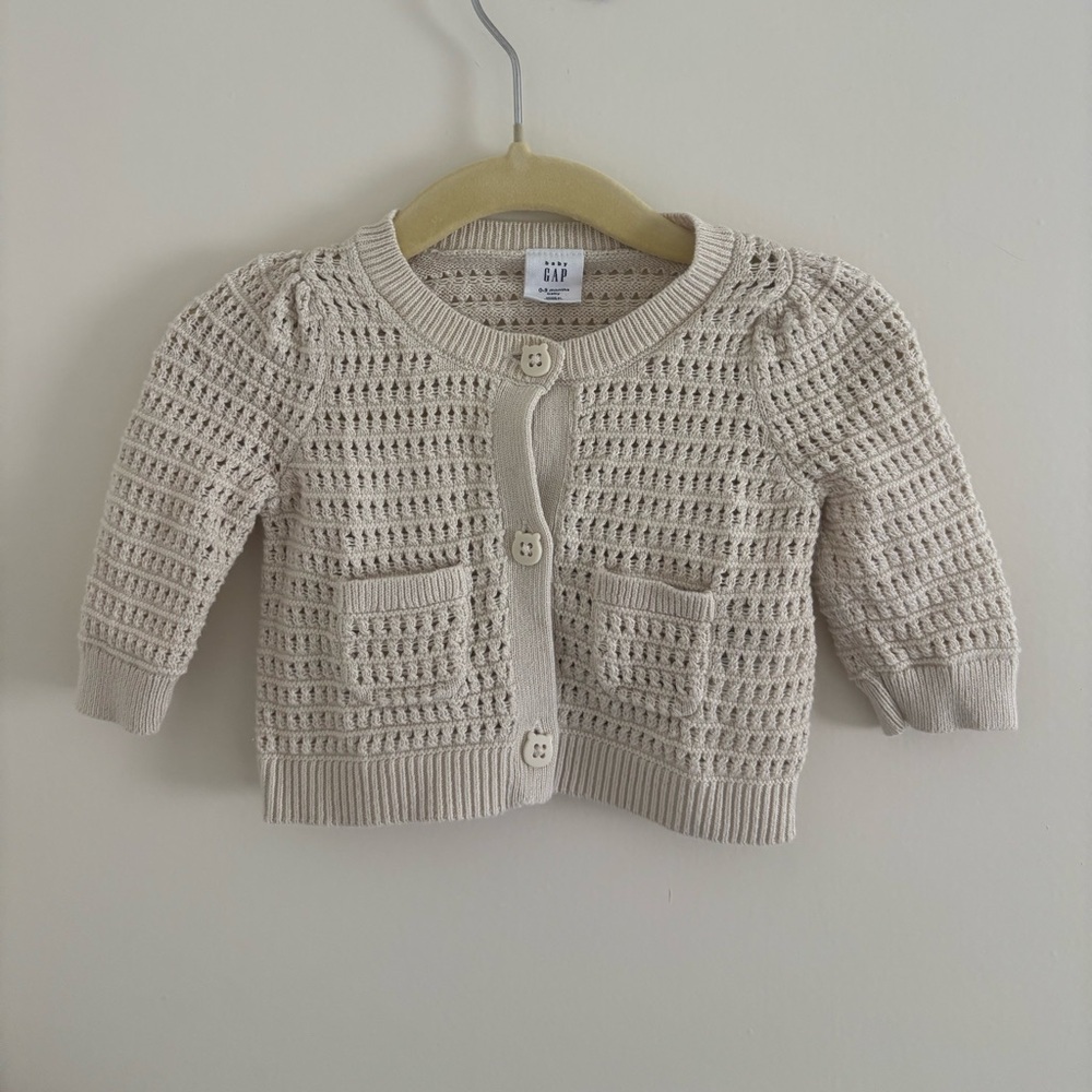 GAP Baby Crochet Cardigan Chino Beige